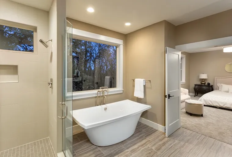 A very clean bathroom with a modern design.